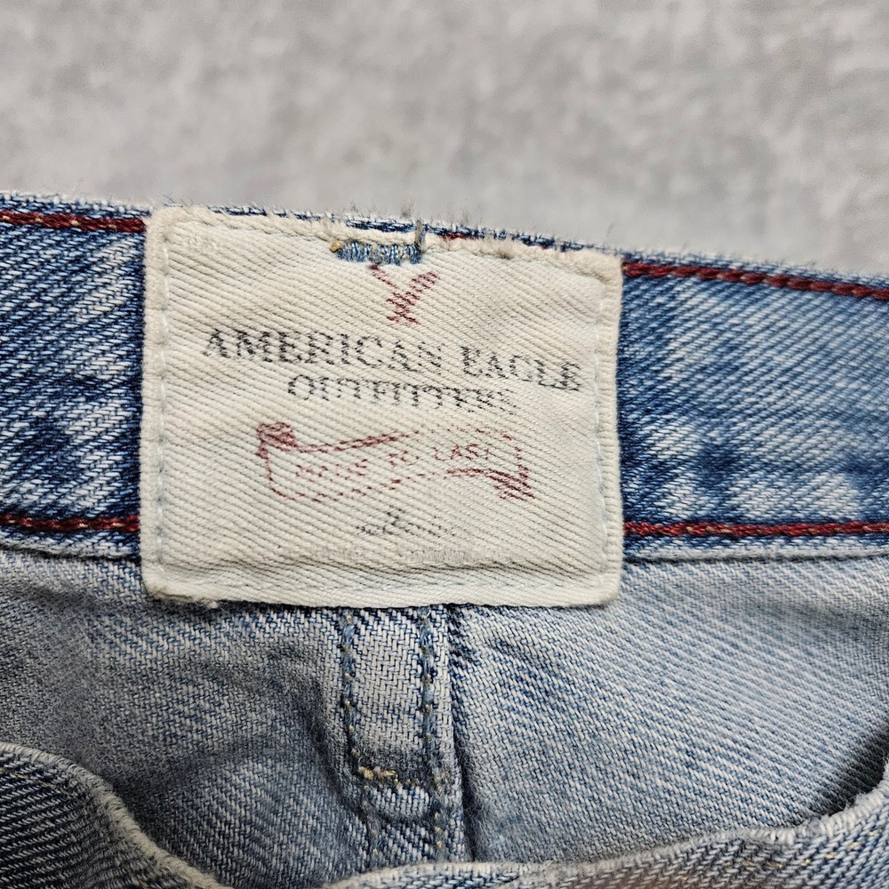 VTG American Eagle Women Jeans 12 Short Light Wash Bell Flare Hipster Fit FLAW - Picture 3 of 15